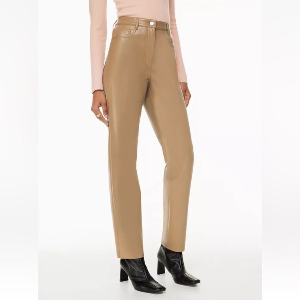 Aritzia Wilfred Melina Faux Vegan Leather Pants in Tan